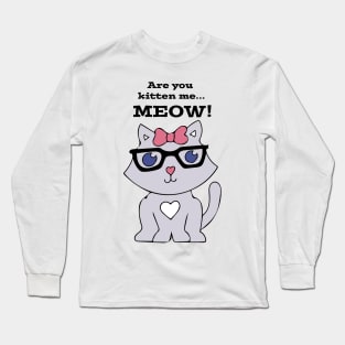 Sassy Cat with Glasses Long Sleeve T-Shirt